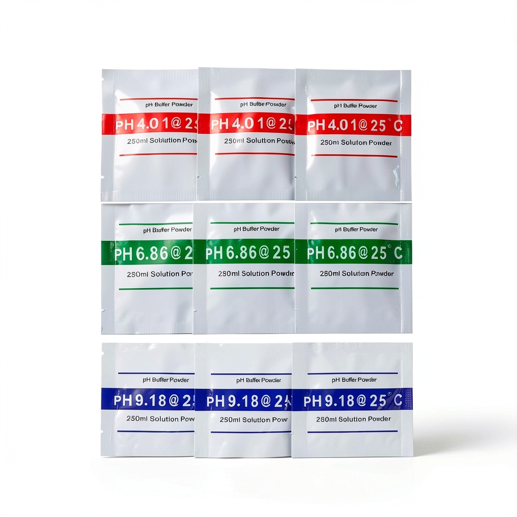 BOJACK pH buffer powder packets with pH meter and distilled water