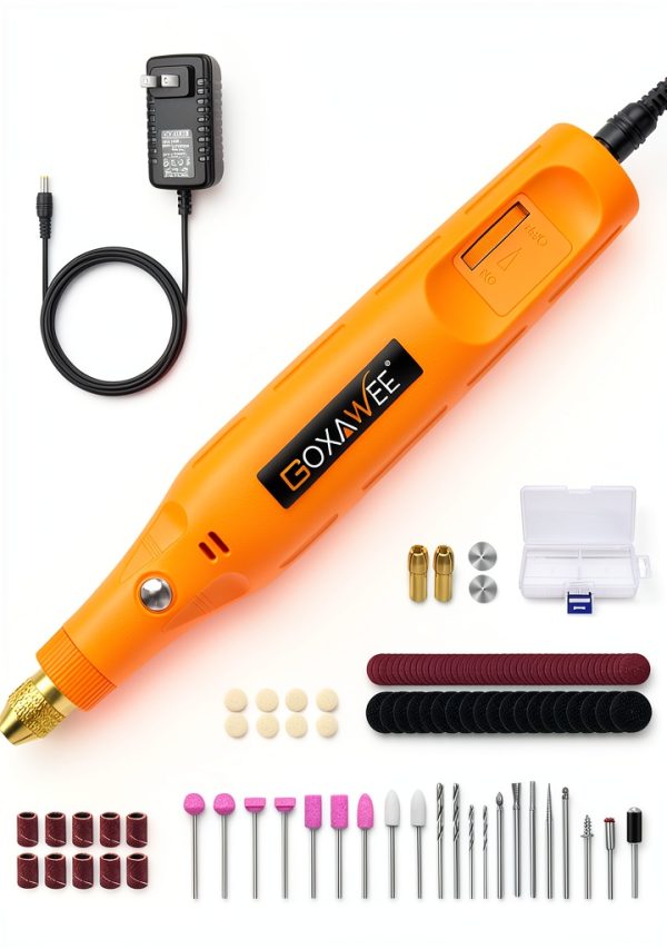 GOXAWEE Mini Rotary Tool Vibrant Orange 105 Piece Kit 24V Corded-0