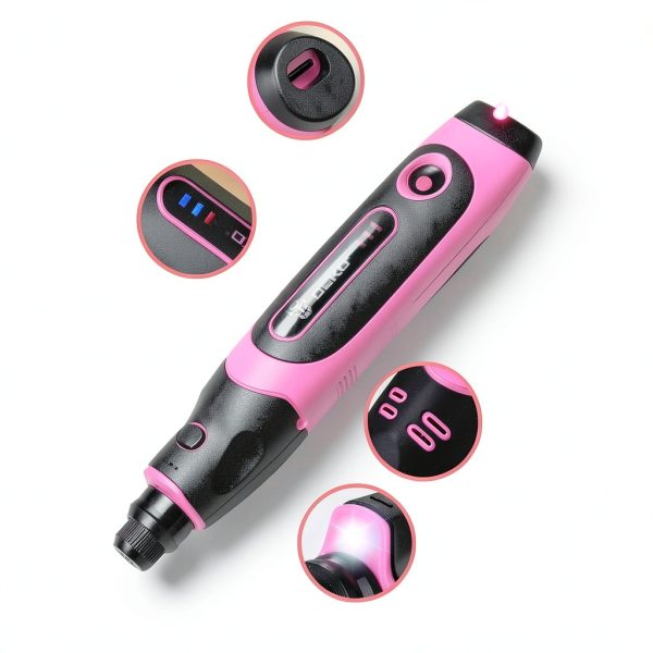 Mini Cordless Rotary Tool DEKOPRO 3.7V Speed 70 Accessories Pink-2