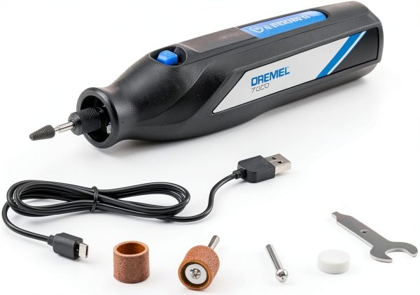 Dremel 7350 4V Cordless Rotary Tool Kit with 5 Accessories and USB-C Rechargeable Battery - Single Speed for Carving, Engraving, Sanding and Cleaning-0