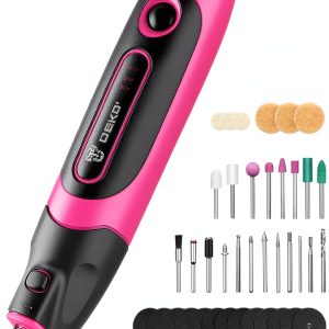 Mini Cordless Rotary Tool DEKOPRO 3.7V Speed 70 Accessories Pink-0