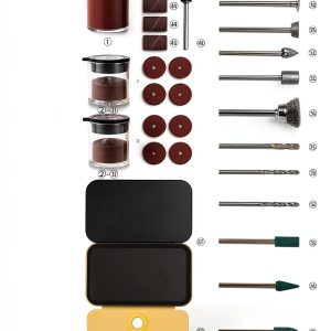 HOTO Rotary Tool Accessories Kit, 60-Piece Set, Fits 1/8'' (3.2mm) & 3/32'' (2.3mm), Sanding, Grinding, Cutting, Drilling, Sharpening, Carving & Engraving-0